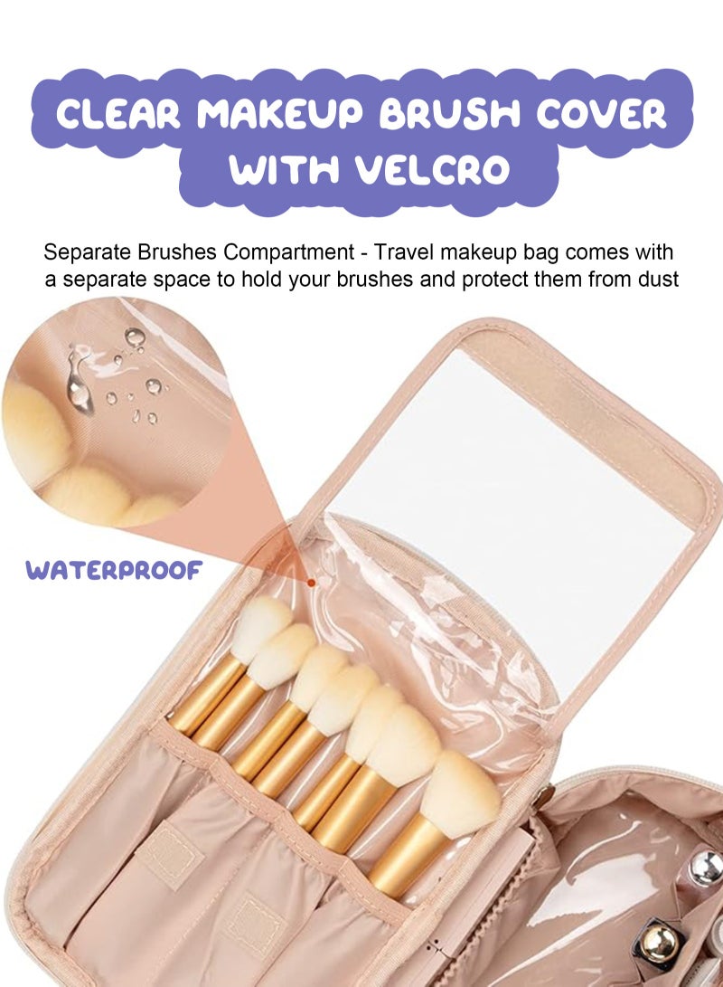 أوربازار حقيبة مكياج، حقيبة مستحضرات تجميل محمولة، منظم حقيبة مكياج للسفر بسعة كبيرة، حقائب مكياج سوداء للنساء، حقيبة أدوات الزينة للفتيات المسافرات مع مقبض ومقسم - Image 3