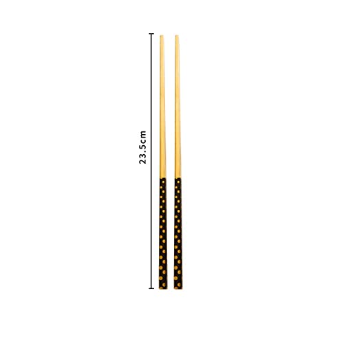 Iktu Premium Gold Plated 304 Stainless Steel Fork Spoon Chopstick Set Flatware Dinnerware Cutlery Tableware Set (Dotted Black) - Image 4