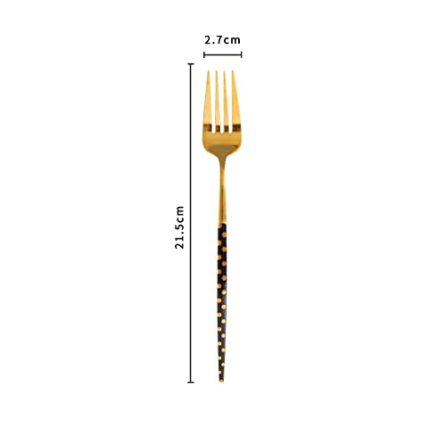 Iktu Premium Gold Plated 304 Stainless Steel Fork Spoon Chopstick Set Flatware Dinnerware Cutlery Tableware Set (Dotted Black) - Image 5