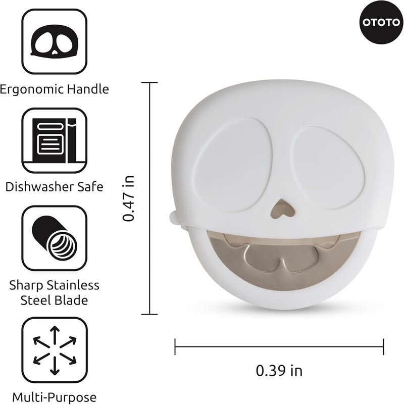 OTOTO NEW - Slice Reaper Pizza Cutter Wheel - Funny Gifts, Grim Reaper Halloween Gifts Cute Kitchen Accessories, Pizza Slicer with Cover, Kitchen Gothic Spooky Gifts, Stainless Steel Handheld (Skull) - Image 5