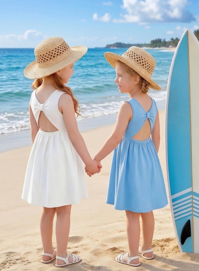 Arshiner Toddler Girls Dress White Beach Boho Sundress Birthday Wedding Fancy Sleeveless Toddler Summer Dresses 4-5T - Image 5