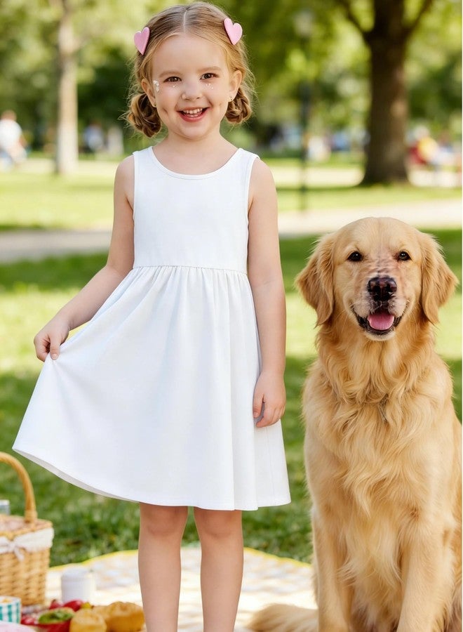 Arshiner Toddler Girls Dress White Beach Boho Sundress Birthday Wedding Fancy Sleeveless Toddler Summer Dresses 4-5T - Image 4