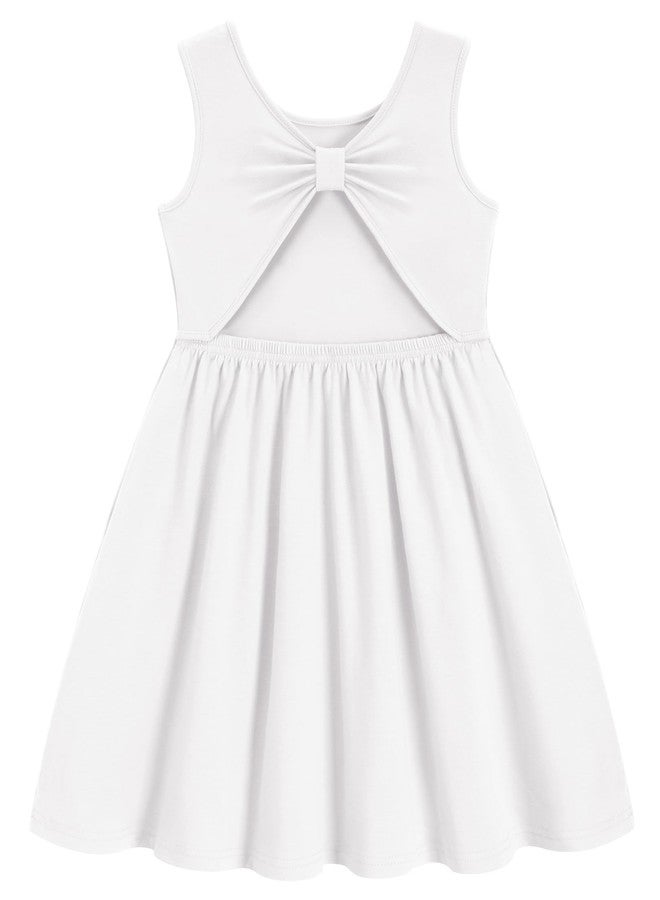 Arshiner Toddler Girls Dress White Beach Boho Sundress Birthday Wedding Fancy Sleeveless Toddler Summer Dresses 4-5T - Image 1