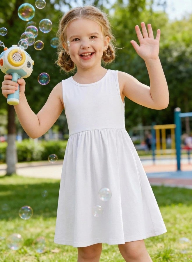 Arshiner Toddler Girls Dress White Beach Boho Sundress Birthday Wedding Fancy Sleeveless Toddler Summer Dresses 4-5T - Image 2