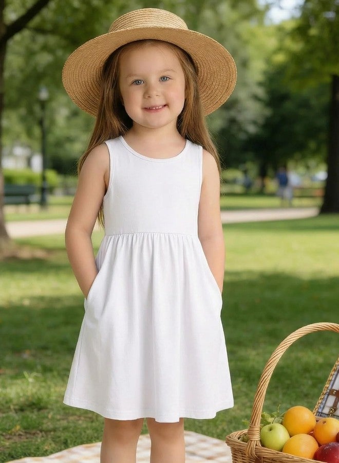 Arshiner Toddler Girls Dress White Beach Boho Sundress Birthday Wedding Fancy Sleeveless Toddler Summer Dresses 4-5T - Image 3