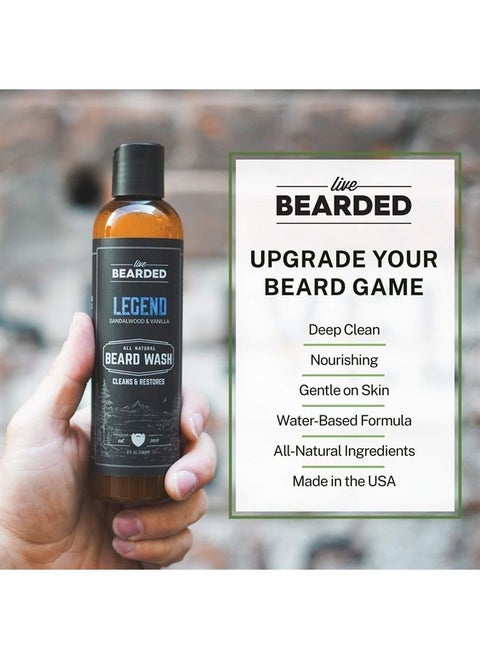 : Beard Wash - American - Beard and Face Wash - 8 fl. oz. - Water-Based Formula with All-Natural Ingredients for a Gentle, Deep Cleanse - Made in the USA