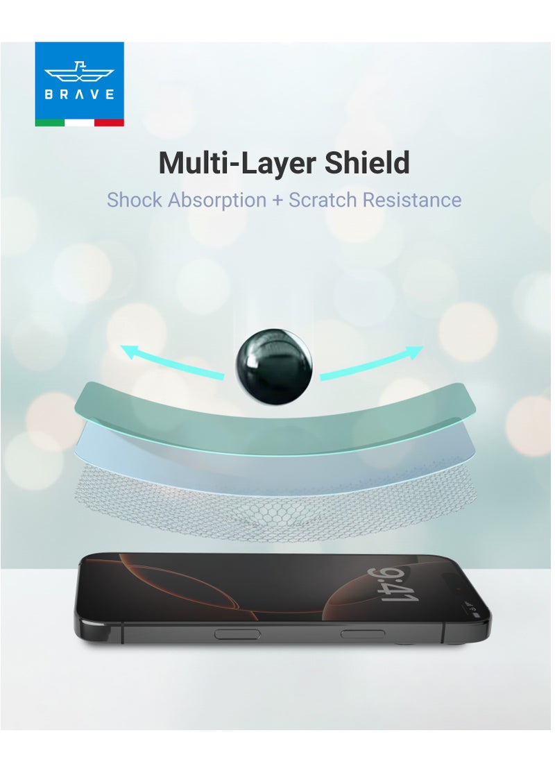 Brave iPhone 17 Pro HD Tempered Glass Screen Protector - Full Coverage Edge-to-Edge Protection, HD Clear Display, 9H Hardness Scratch Resistant, Anti-Fingerprint & Smudge-Free, Smooth Touch, Face ID Compatible, Bubble-Free Installation with Tray, Slim, Durable & Case Friendly Design (Clear) - Image 5