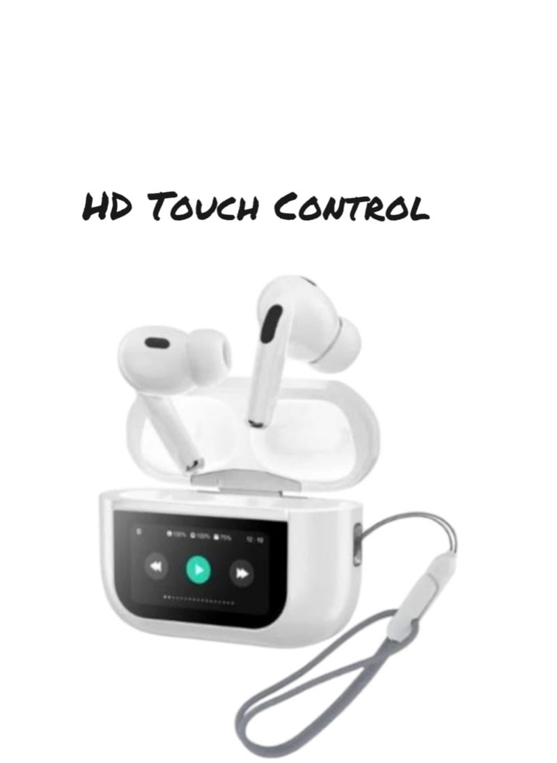 Generic Wireless ANC/ENC EarPods with Touch Display (White)  - Image 1