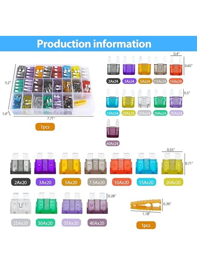 Lynacz Original Car Fuse Assortment Kit, 264 Small Blade Fuses Automotive + 220 Medium Auto Fuses + 1 Fuse Puller for Car/SUV/RV/Boat/Truck(2Amp 3A 5A 7.5A 10A 15A 20A 25A 30A 35A 40A) 485Pcs - Image 5