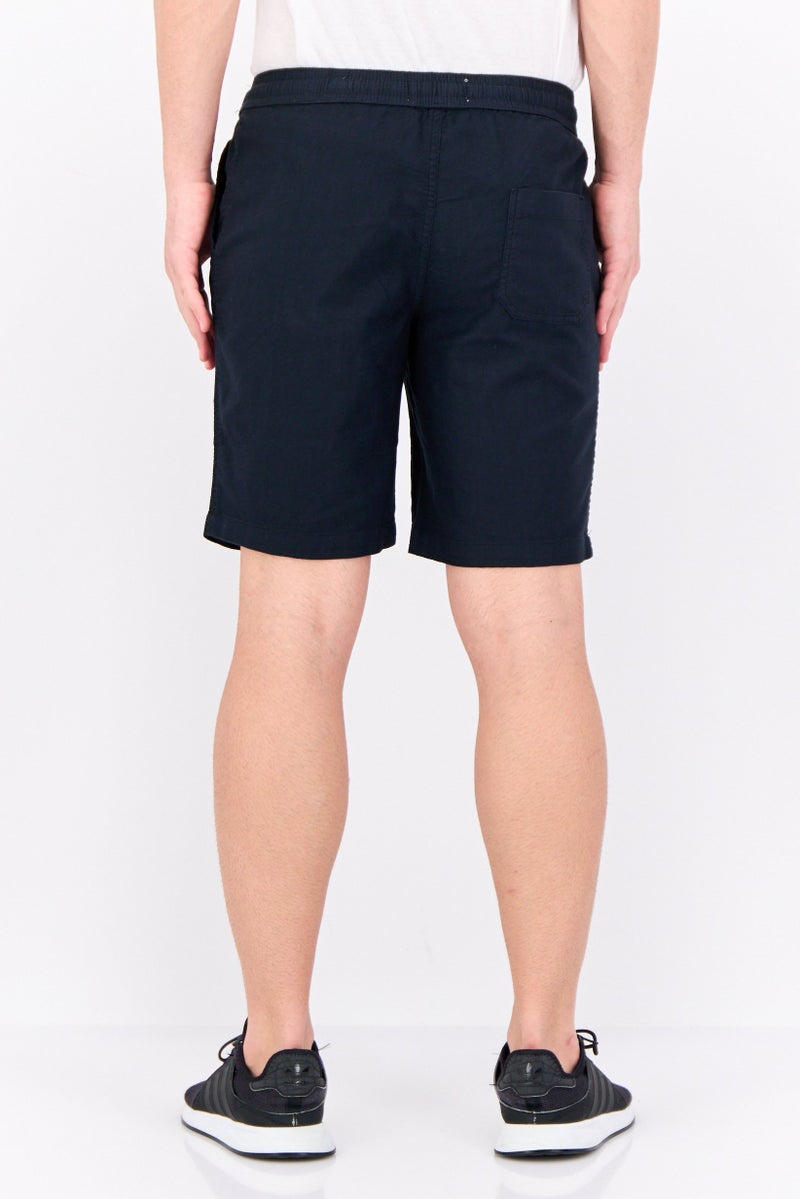 Algspar Men Textured Basic Shorts, Black - Image 3