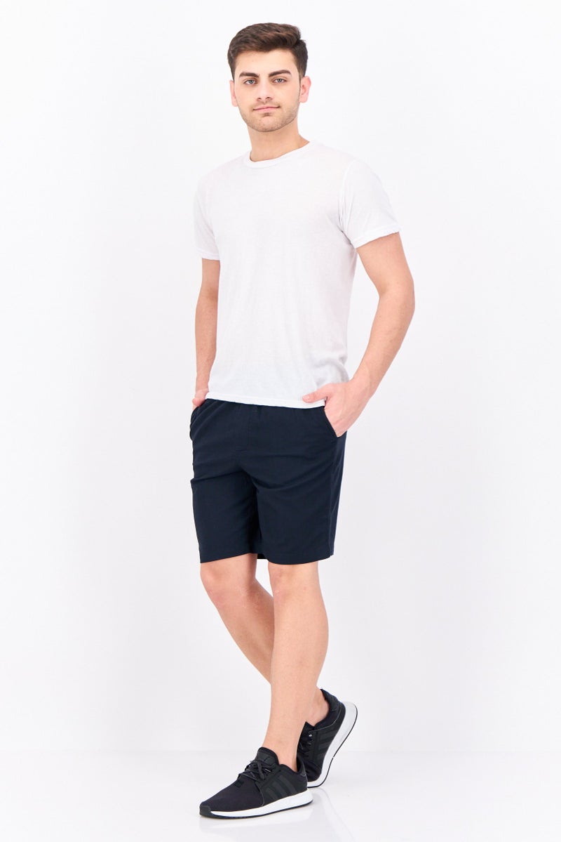 Algspar Men Textured Basic Shorts, Black - Image 4