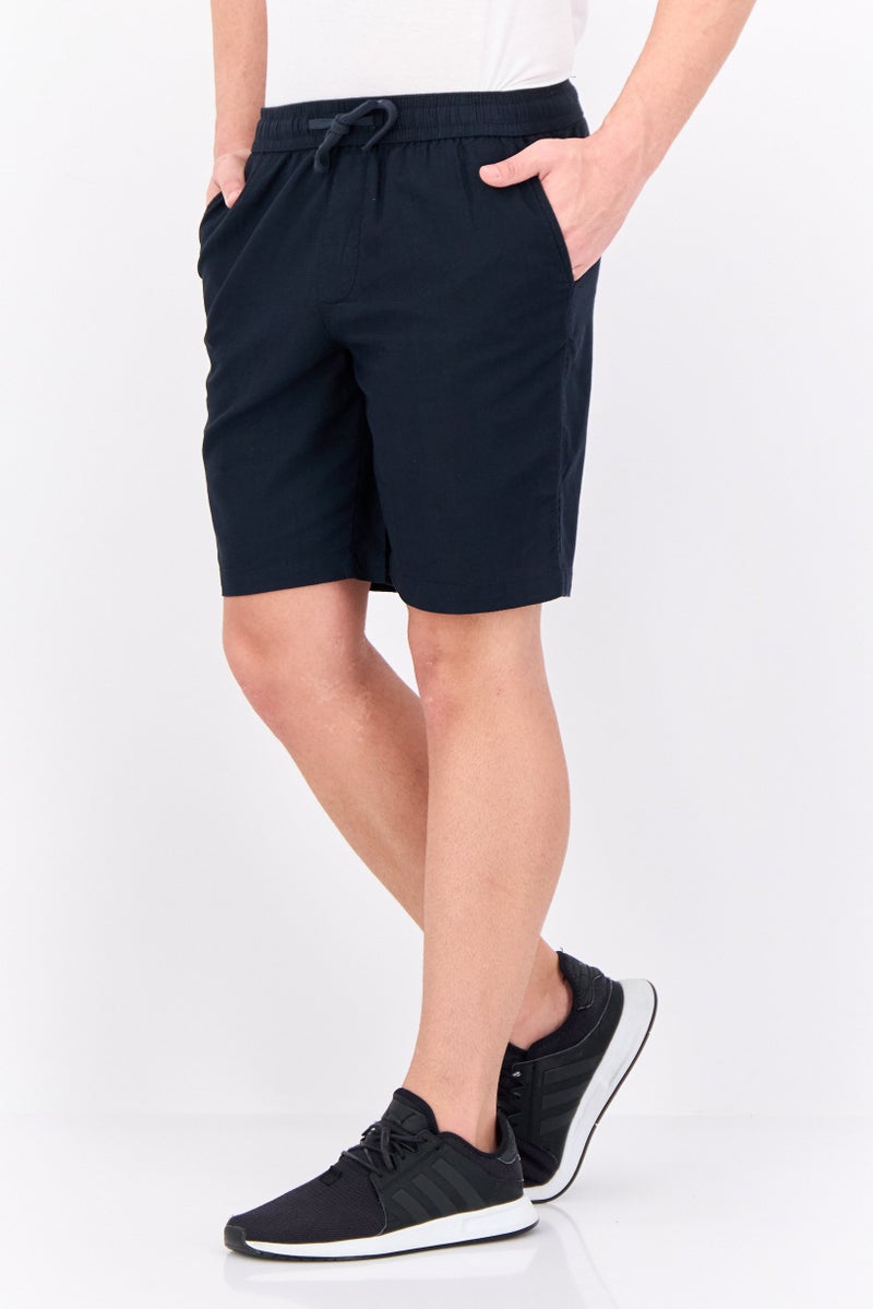 Algspar Men Textured Basic Shorts, Black - Image 1