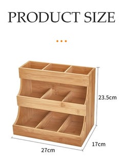 DUNISO Bamboo Tea Bag Storage Holder, multifunctional 3 layer vertical tea bag rack, stackable tea bag containers, beverage storage rack, suitable for counter，cabinets and kitchens, 27 * 17 * 23.5cm  - Image 2