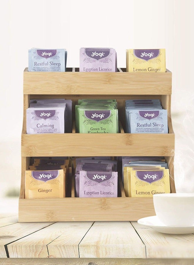DUNISO Bamboo Tea Bag Storage Holder, multifunctional 3 layer vertical tea bag rack, stackable tea bag containers, beverage storage rack, suitable for counter，cabinets and kitchens, 27 * 17 * 23.5cm  - Image 5