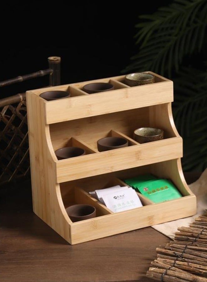DUNISO Bamboo Tea Bag Storage Holder, multifunctional 3 layer vertical tea bag rack, stackable tea bag containers, beverage storage rack, suitable for counter，cabinets and kitchens, 27 * 17 * 23.5cm  - Image 4