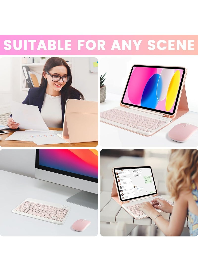 Wireless Keyboard and Mouse Combo Bluetooth Keyboard Mouse Set with Rechargeable Battery Pink - Image 2