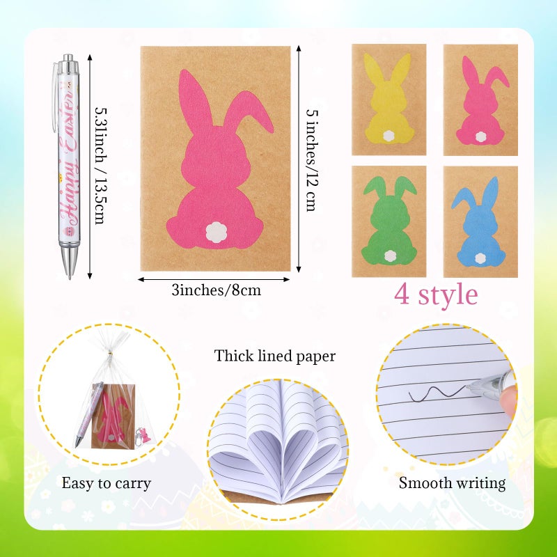 Willinglong 12 Set / 60 Pcs Easter Gift Include 24 oz Tumbler with Lids and Straws, Bunny Notebook, Colorful Pen for Easter Party Favor Basket Stuffers Classroom Prizes Gifts - Image 3