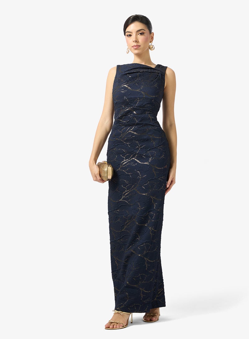 Adrianna Papell Jacquard Sleeveless Maxi Dress - Image 4