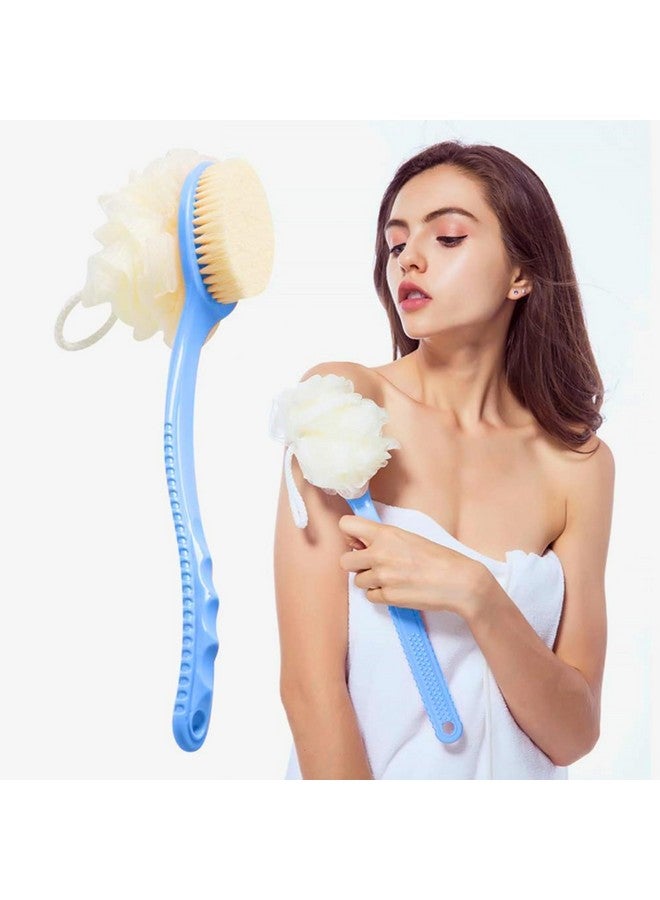 Ncry 2 IN 1 Bath Body Brush with Soft Loofah and Bristles,Back Scrubber with Curved Long Handled Shower Brush for Wet or Dry, Women & Men Body,Face and Spa Washing(2 IN 1 BATH BODY BRUSH) - Image 1