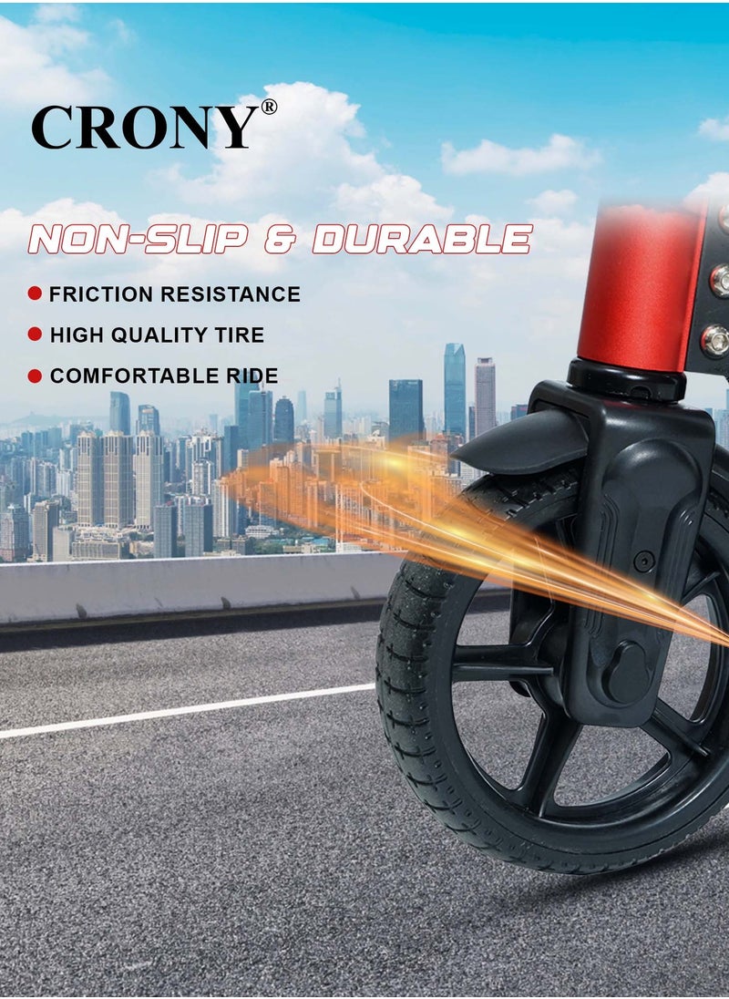 Crony S32 Children's Electric Scooter – 130W Motor, 10-16KM/H Speed, 21V/2.5AH Battery, 5-8KM Range, Foldable & Portable, Aluminum Alloy Frame, LED Display & Lights, Foot Brake, Safe Electric Scooter for Kids, Teens, and Young Riders, Easy-to-Use E-Scooter for Beginners, Eco-Friendly Battery-Powered Ride for Children, Lightweight Kids Motorized Scooter, Electric Kick Scooter for Toddlers, Small & Kid-Friendly E-Scooter, 100KG Max Load, LED Light Base, Safe Braking System, Ideal for Short Commutes, Charging Time 2-3 Hours, Compact Design for Easy Storage, Easy Folding Mechanism, Durable and Sturdy Frame,Perfect Scooter for Outdoor Adventures, Youth Electric Rideable, Portable Electric Scooter with Safety Features, Ideal for Kids Who Want to Explore, Fun and Practical Scooter for Family Rides, Suitable for Youth Riders, Electric Scooter with Speed Control for Safe Riding, Perfect Gift for Kids and Teens，Red  - Image 4