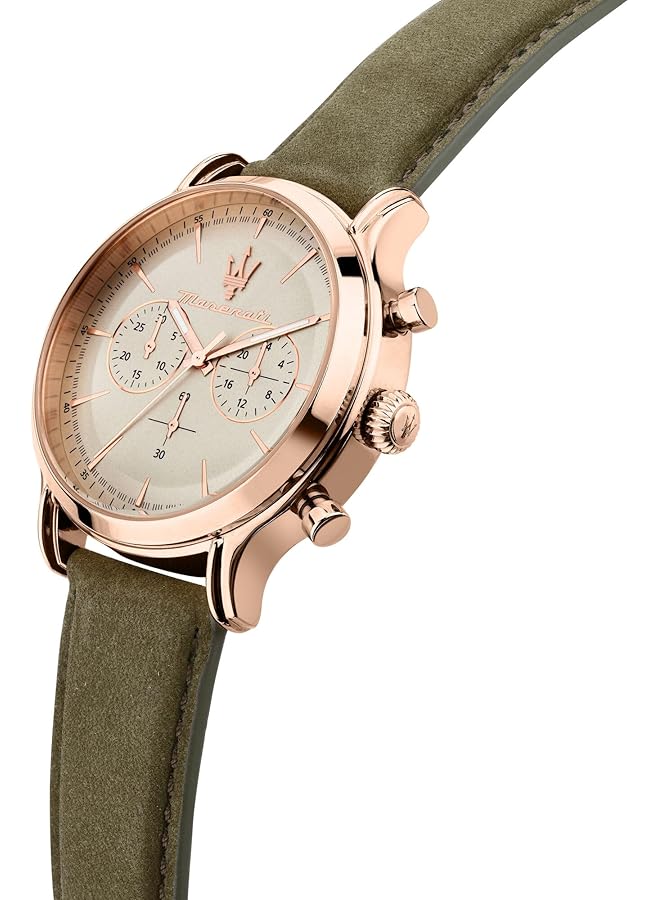 مازيراتي ساعة رجالية كرونوغراف أنالوج بسوار جلدي مقاوم للماء مجموعة هدايا كلاسيكية للرجال R8871633007 سوار أخضر 42.00 سوار أخضر 42.00 - Image 5