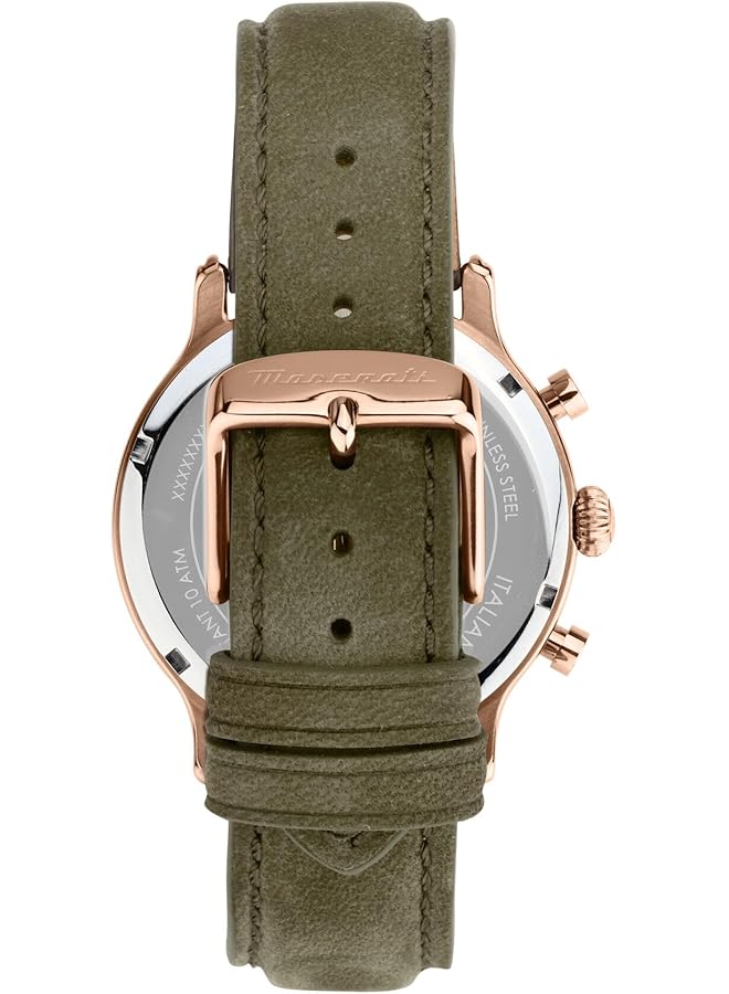 مازيراتي ساعة رجالية كرونوغراف أنالوج بسوار جلدي مقاوم للماء مجموعة هدايا كلاسيكية للرجال R8871633007 سوار أخضر 42.00 سوار أخضر 42.00 - Image 3