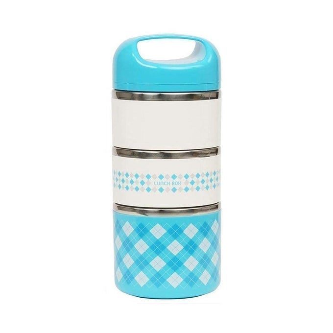 STAINLESS STEEL LEAK PROOF 3 LAYER PRINTED LUNCH BOX PICNIC FOOD CONTAINER TIFFIN HOT THERMAL BOX WITH HANDLE LUNCH CONTAINER BOX PICNIC FOOD CONTAINER TIFFIN BOX FOR OUTDOOR