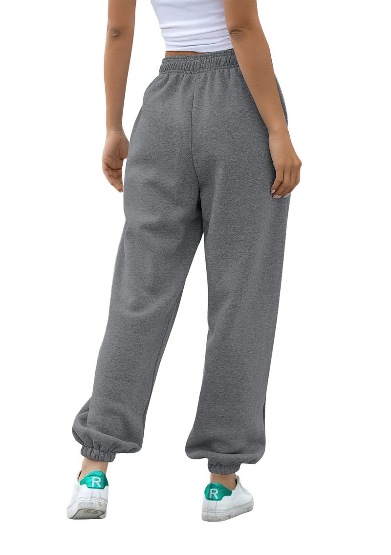 VINMEN Comfy Sweatpants Women Girls Joggers Light Weight High Waisted Cuffed Yoga Cute Sport Gym Athletic Fit Lounge Pants Dark Grey XL - Image 5