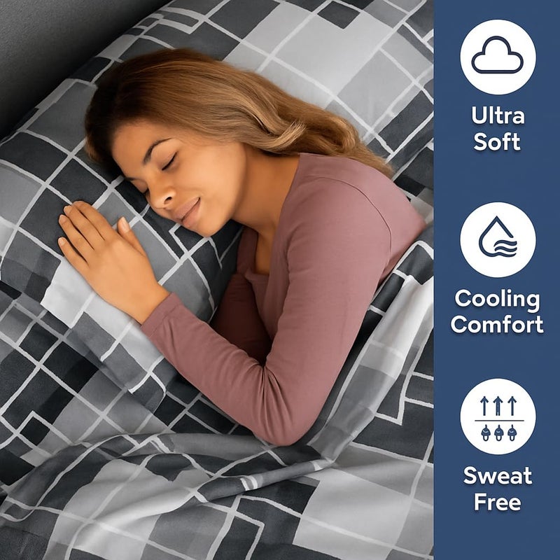 Amali  4 Pieces Bedsheet Set Single Size (120 x 200+35cm) Including 1 Duvet Cover 1 Fitted Sheet 1 Oxford & 1 Standard Pillowcases Durable & Long Lasting Quality - Image 4