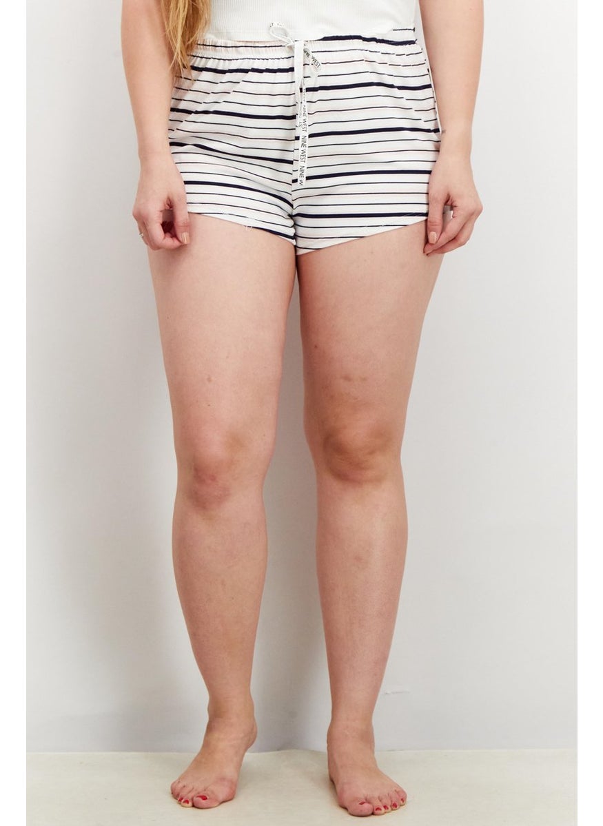NINE WEST Women 2 Pieces Stripe And Solid Sleepwear Short, White  - Image 4