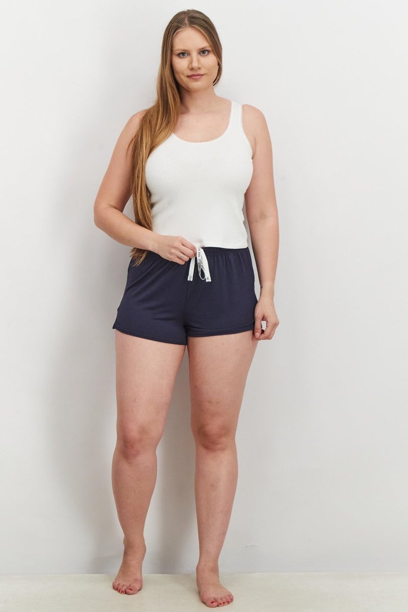 NINE WEST Women 2 Pieces Stripe And Solid Sleepwear Shorts, White - Image 2