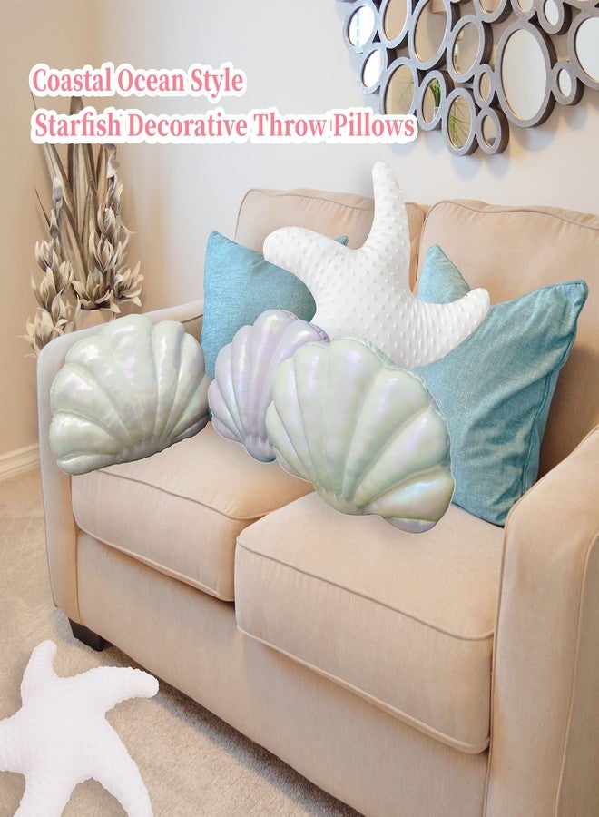 Marble Empire White Starfish Pillow Beach Themed Decorative Throw Pillows Soft Ocean Bedding Coastal Decor for Home Cute Star Shaped Stuffed Animal Plush for Small Couch Bed Bedroom Living Room - Image 3