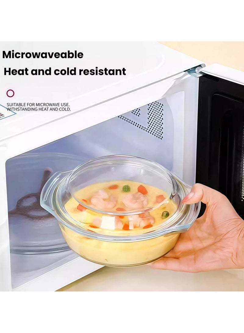 عام **وعاء زجاجي سعة 1500 مل مع صينية تبخير خزفية 18 سم - آمن للمايكرويف، حاوية طعام للتبخير والتجميد** - Image 2