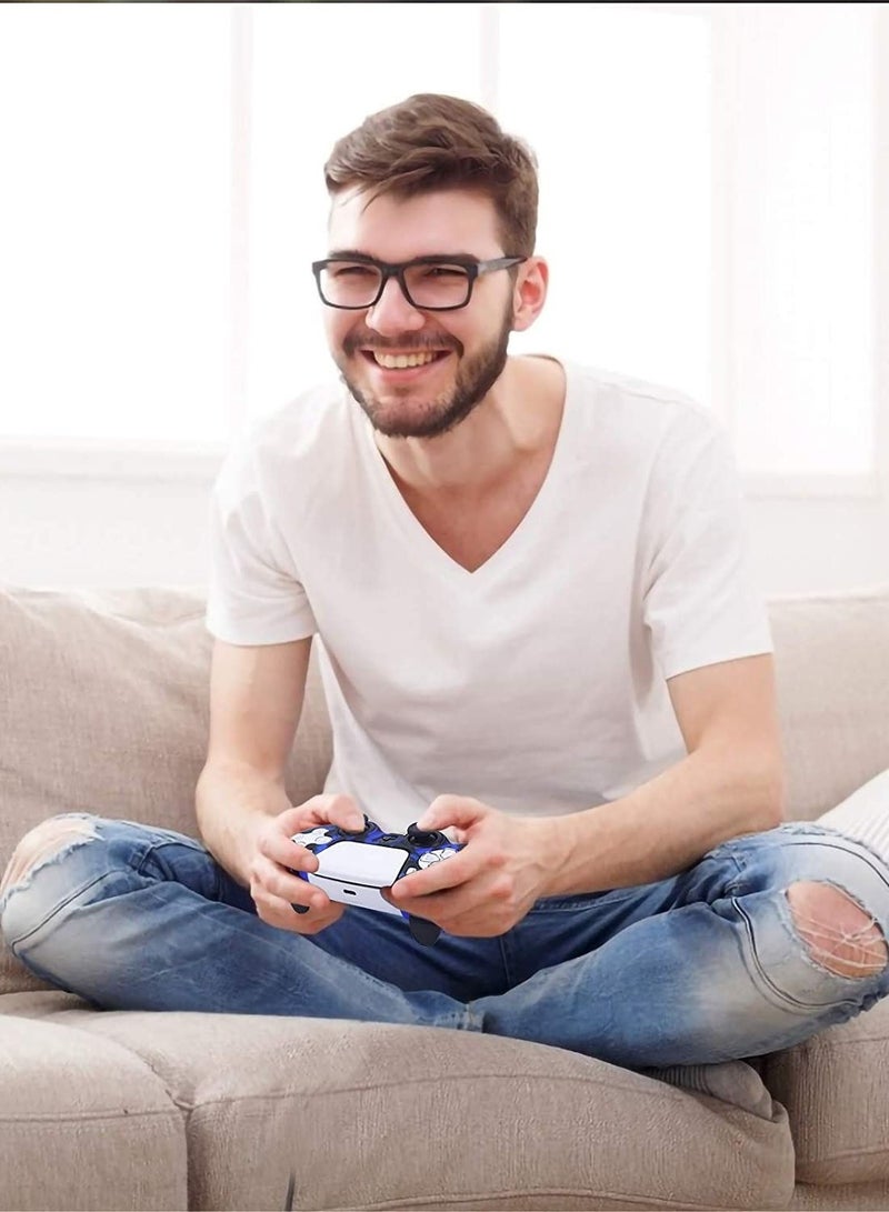 غطاء سيليكون لجهاز التحكم PS5 غطاء من السيليكون مطبوع عليه غطاء من السيليكون لجهاز التحكم PS5 Dualsense x 2 (أحمر مموه + أزرق) مع مقابض إبهام احترافية × 10 - Image 2