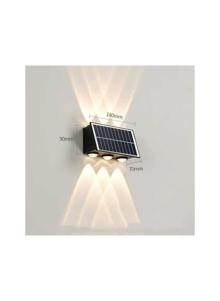 Sun Power 6 watt Solar Powered Outdoor Wall Lights for Home Garden Landscape Lighting, 2 Modes LED Flood Lights warm light - Image 1