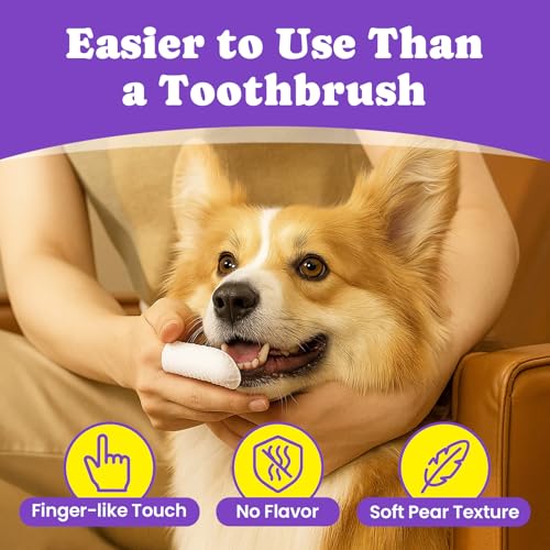 BuddyCheer No-Rinse Dog Dental Care Wipes, Cat & Dog tooth brushing kit, Dog Wipes for Pet & Cat Teeth Cleaning, Dog toothbrush Finger Dental Wipes to Remove Plaque & Tartar, Disposable Dog Wipes - 50 Count - Image 3