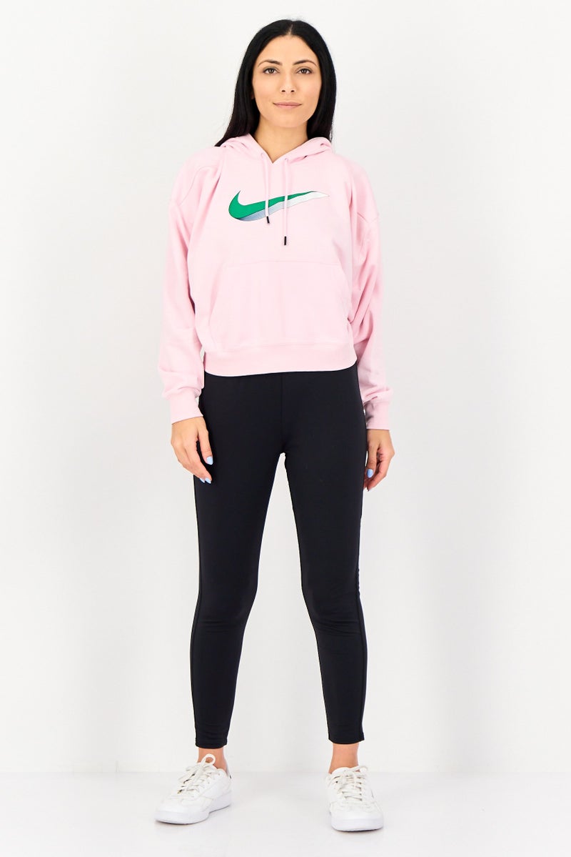 Nike هودي خارجي بكم طويل واسع للنساء، وردي - Image 2