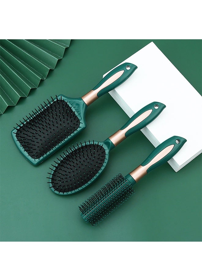 Hair Brush Set, 3pcs Hair Brush Comb with Detangling Nylon Pins, Cushion Hair Combs for Women, Men, Kids - Image 1