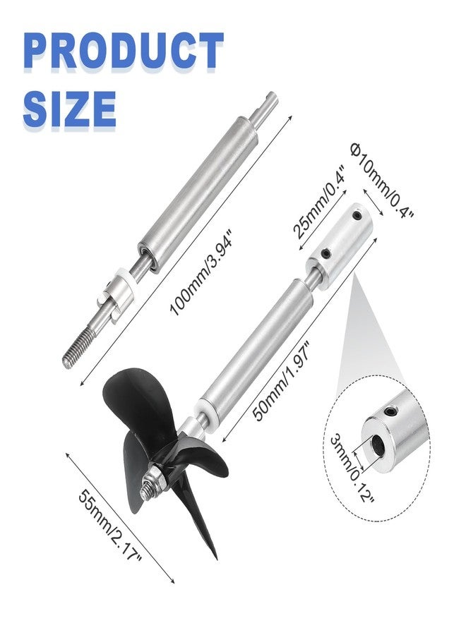MECCANIXITY Drive Shaft W Propeller and Coupling Joint for RC Boat Coupler Assemble Kit, L100mm Shaft, L50mm Sleeve, D55mm Four Propeller, Fit for 3 mm Motor Shaft - Image 2