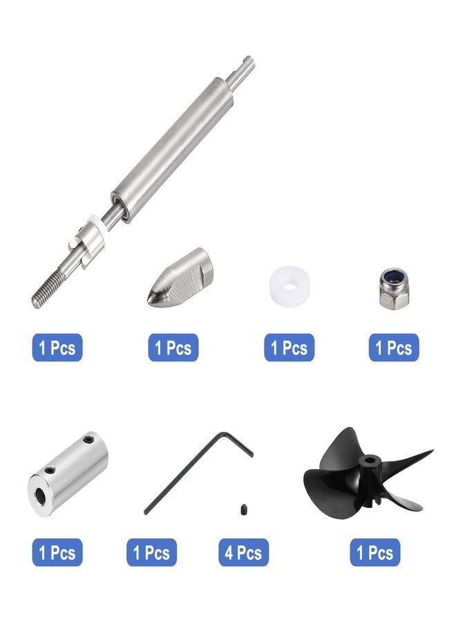 MECCANIXITY Drive Shaft W Propeller and Coupling Joint for RC Boat Coupler Assemble Kit, L100mm Shaft, L50mm Sleeve, D55mm Four Propeller, Fit for 3 mm Motor Shaft - Image 4