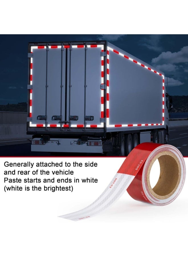 Bukela DOT-C2 Reflective Tape, Bright White Red Safety Tape Outdoor Waterproof Reflective Stickers for Large and Heavy Vehicles, Trailers, Trucks, Driveway, Boats, Signs, 5cm*10m, 1 Roll - Image 3