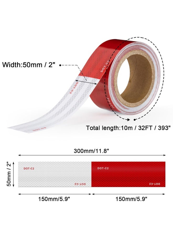 Bukela DOT-C2 Reflective Tape, Bright White Red Safety Tape Outdoor Waterproof Reflective Stickers for Large and Heavy Vehicles, Trailers, Trucks, Driveway, Boats, Signs, 5cm*10m, 1 Roll - Image 4