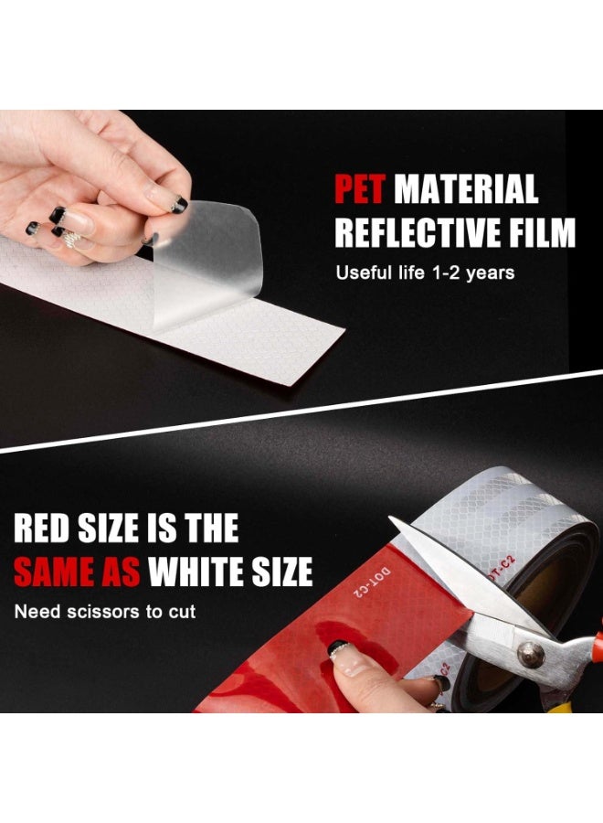 Bukela DOT-C2 Reflective Tape, Bright White Red Safety Tape Outdoor Waterproof Reflective Stickers for Large and Heavy Vehicles, Trailers, Trucks, Driveway, Boats, Signs, 5cm*10m, 1 Roll - Image 2