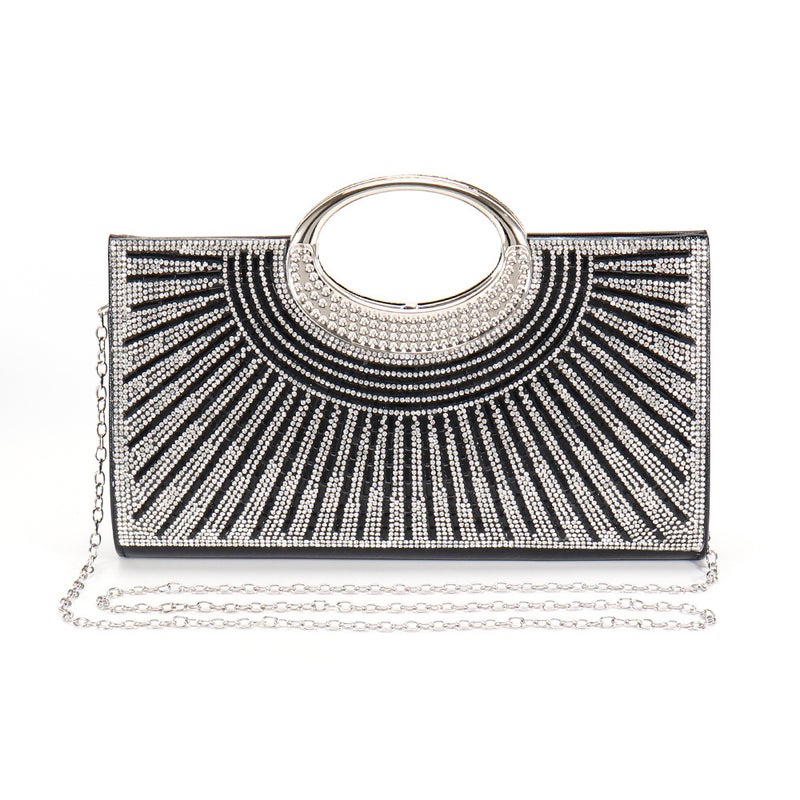 Temshiyin Popular Fashion Evening Bag Shiny Rhinestone Striped Handbag Wedding Bridesmaid Bag - Image 1