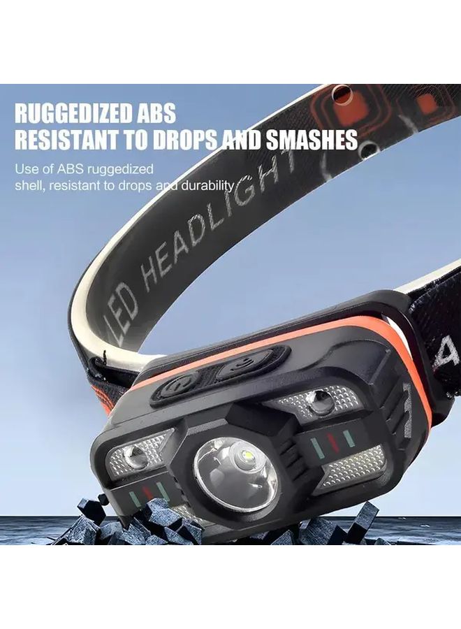 Super Bright Rechargeable Bicycle Light Motion Sensor Headlamp Black USB Charging Cable 3 Brightness Modes Ideal for Camping Cycling Fishing Festival And Father Day Gifts - Image 5