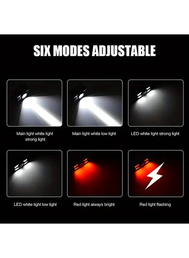 Super Bright Rechargeable Bicycle Light Motion Sensor Headlamp Black USB Charging Cable 3 Brightness Modes Ideal for Camping Cycling Fishing Festival And Father Day Gifts - Image 4