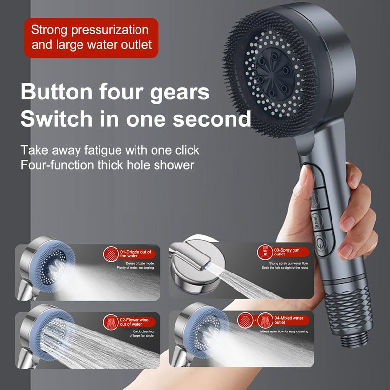 High Pressure Filter Shower Head with One-click Water Stop and Four Modes - Image 3