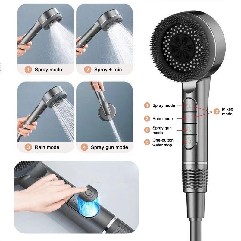 High Pressure Filter Shower Head with One-click Water Stop and Four Modes - Image 4