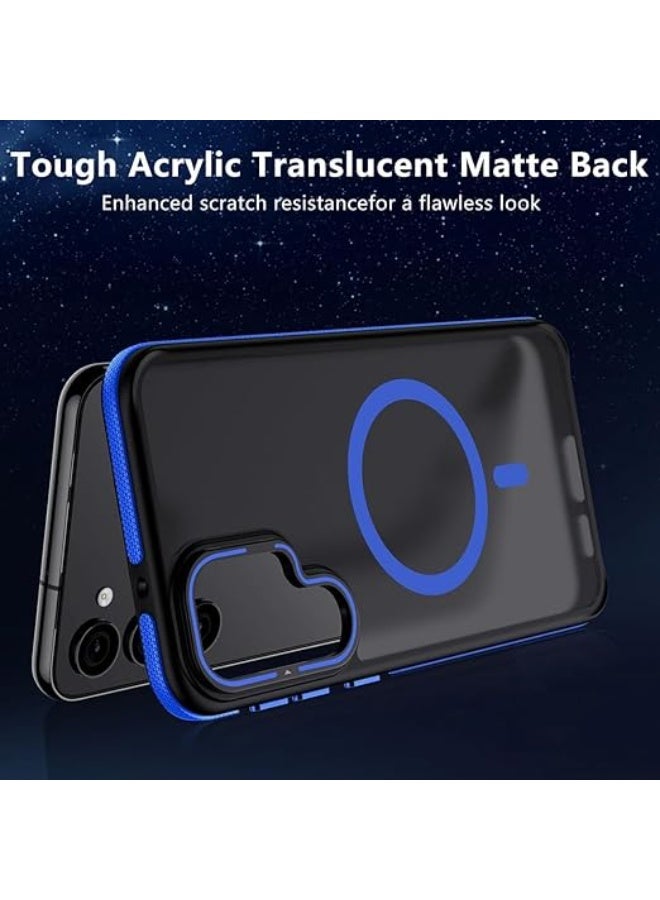 Samsung Galaxy S24 Plus /S25 Plus Case, Compatible with MagSafe, Anty-Slip Grip,Military-Grade Protective, Adjustable Kickstand Phone Case, Magnetic Case (Black/Blue) - Image 4