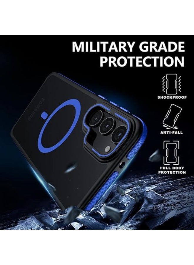 Samsung Galaxy S24 Plus /S25 Plus Case, Compatible with MagSafe, Anty-Slip Grip,Military-Grade Protective, Adjustable Kickstand Phone Case, Magnetic Case (Black/Blue) - Image 5